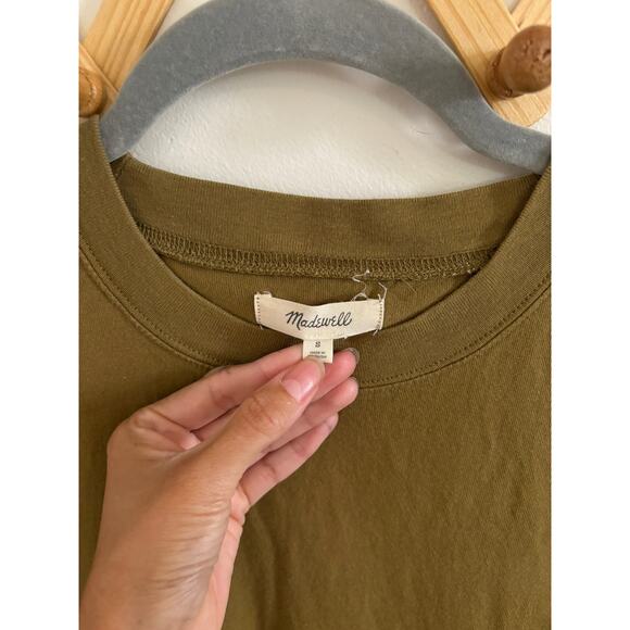 Madewell Dress Women's Small T-Shirt Mini Crew Neck Olive Green Short Sleeve - Picture 3 of 6